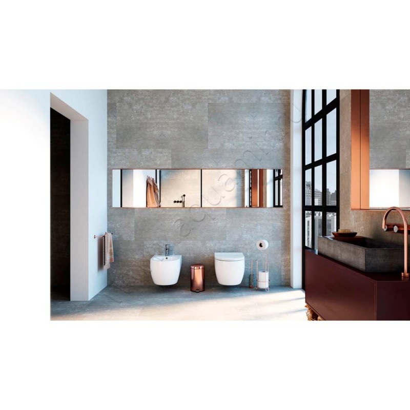 Унитаз подвесной Ceramica Nova PLAY RIMLESS с крышкой микролифт, 49 см, безободковый, белый CN3001 в интерьере