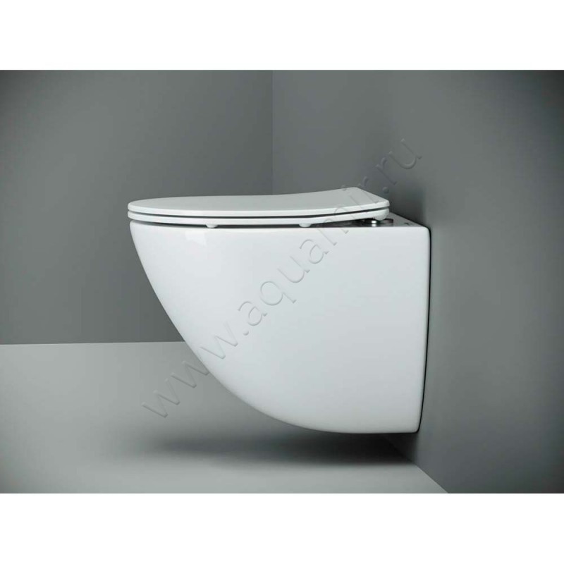 Унитаз подвесной Ceramica Nova MONO RIMLESS с крышкой микролифт, 50 см, безободковый, белый CN1905 в интерьере