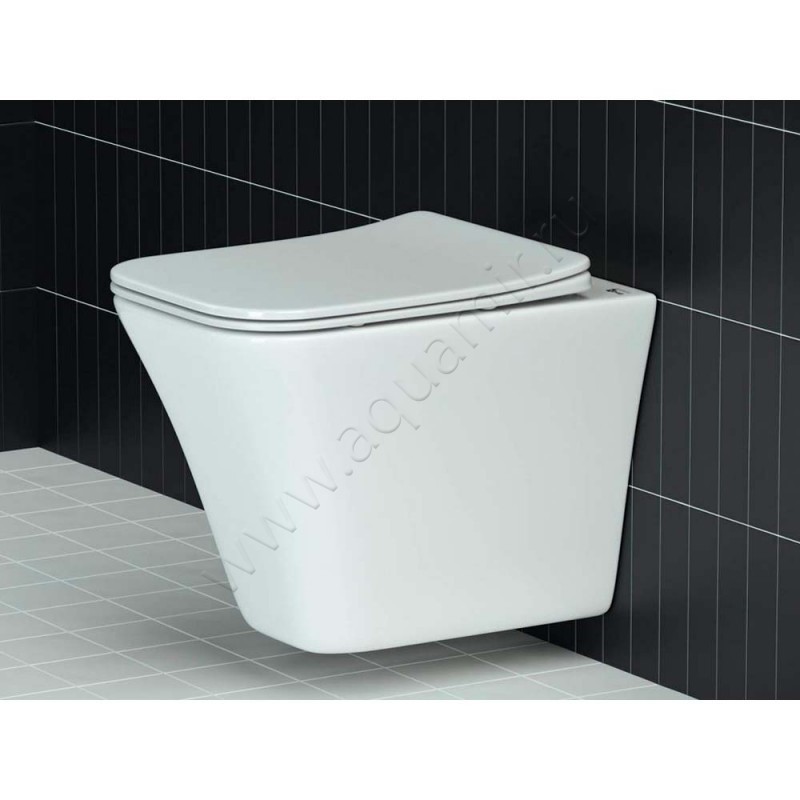 Унитаз подвесной Ceramica Nova MONO RIMLESS с крышкой микролифт, 49,5 см, безободковый, белый CN1902 в интерьере