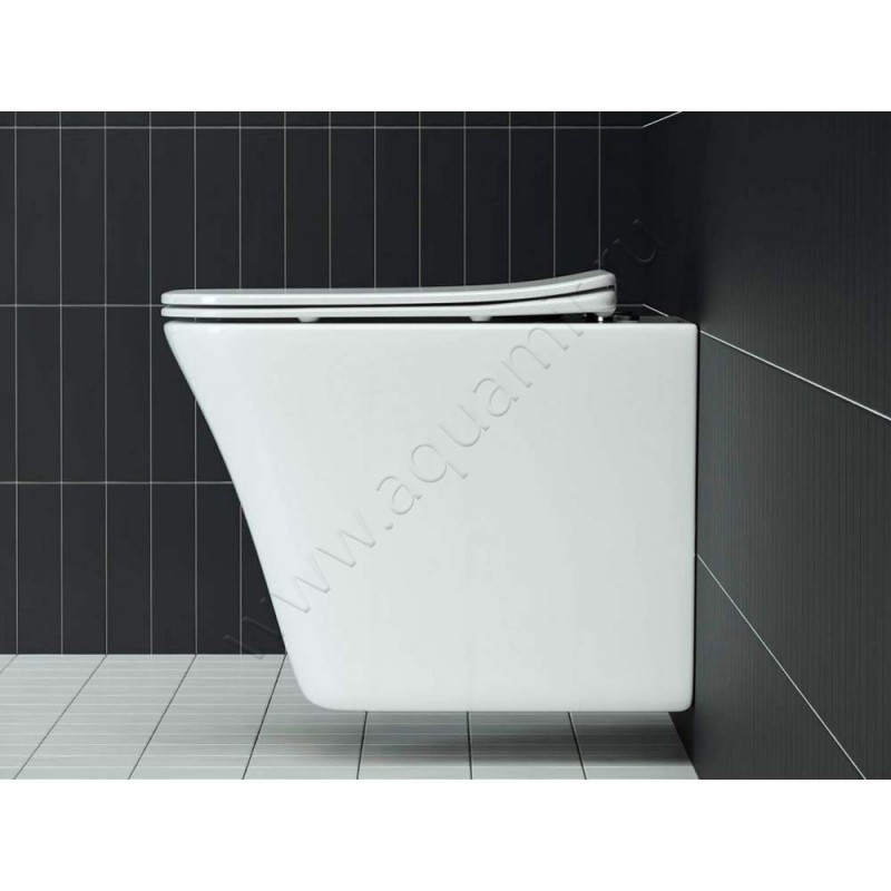 Унитаз подвесной Ceramica Nova MONO RIMLESS с крышкой микролифт, 49,5 см, безободковый, белый CN1902 в интерьере