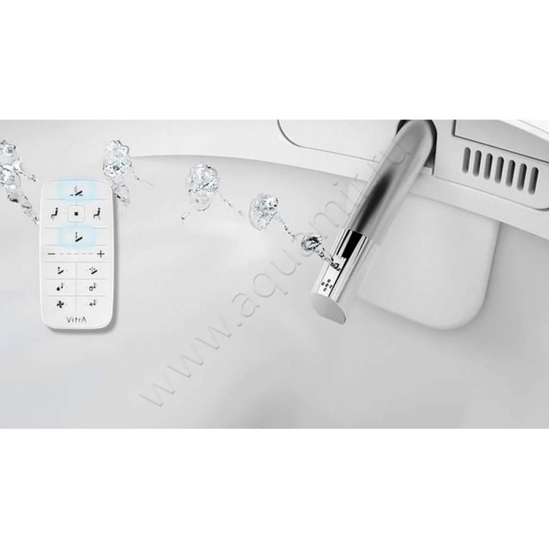 Унитаз подвесной Vitra V-CARE с крышкой микролифт, 60 см, безободковый, белый 5674B0036194 в интерьере