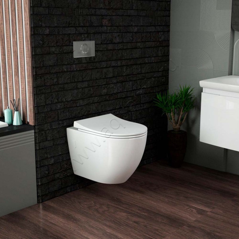 Унитаз подвесной Grossman с крышкой микролифт, 58 см, безободковый GR4451S в интерьере