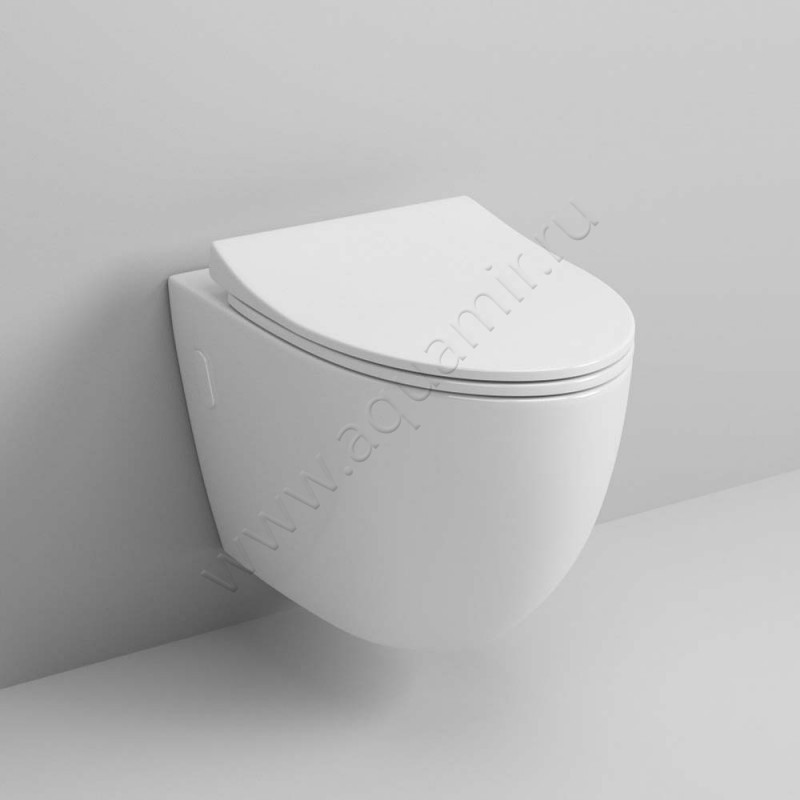 Унитаз подвесной Grossman с крышкой микролифт, 58 см, безободковый GR4451S в интерьере