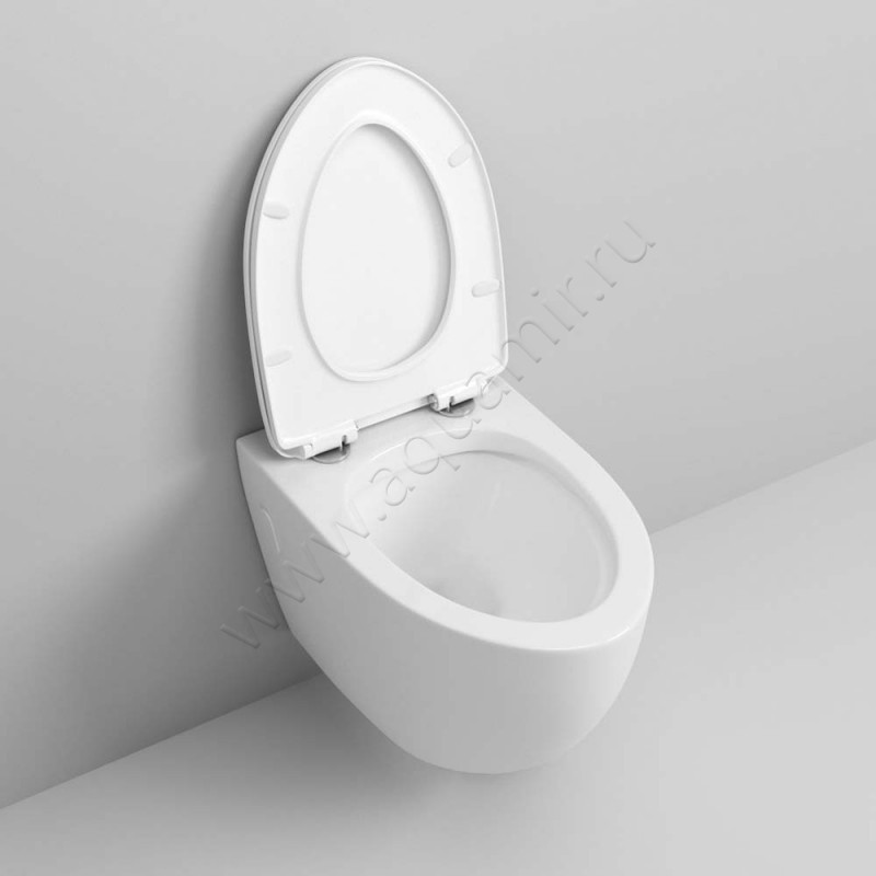 Унитаз подвесной Grossman с крышкой микролифт, 58 см, безободковый GR4451S в интерьере