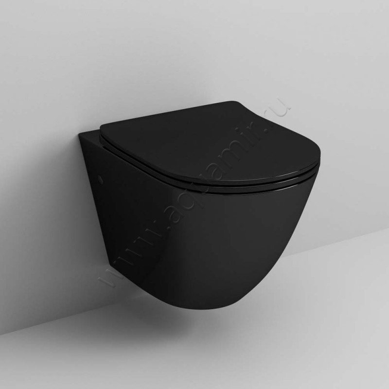 Унитаз подвесной Grossman с крышкой микролифт, 56 см, безободковый GR4411blackS в интерьере