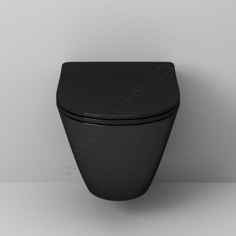 Унитаз подвесной Grossman с крышкой микролифт, 56 см, безободковый GR4411blackS в интерьере