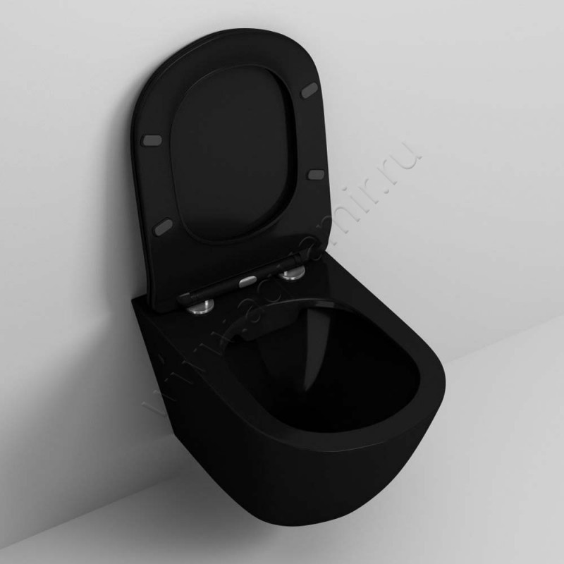 Унитаз подвесной Grossman с крышкой микролифт, 56 см, безободковый GR4411blackS в интерьере