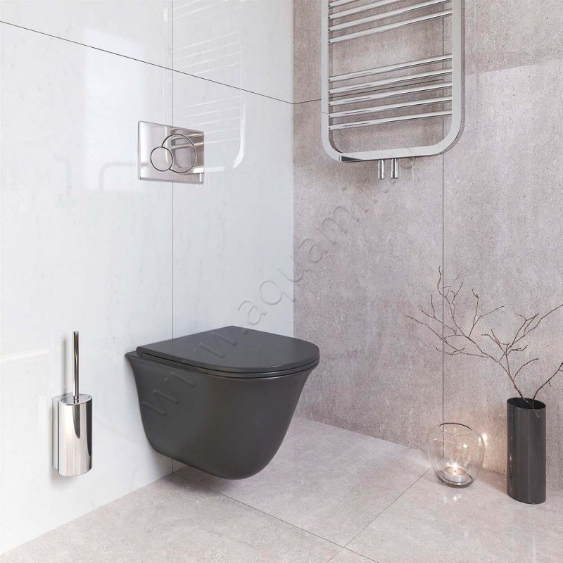 Унитаз подвесной Grossman с крышкой микролифт, 48,5 см, безободковый GR4412BMS в интерьере