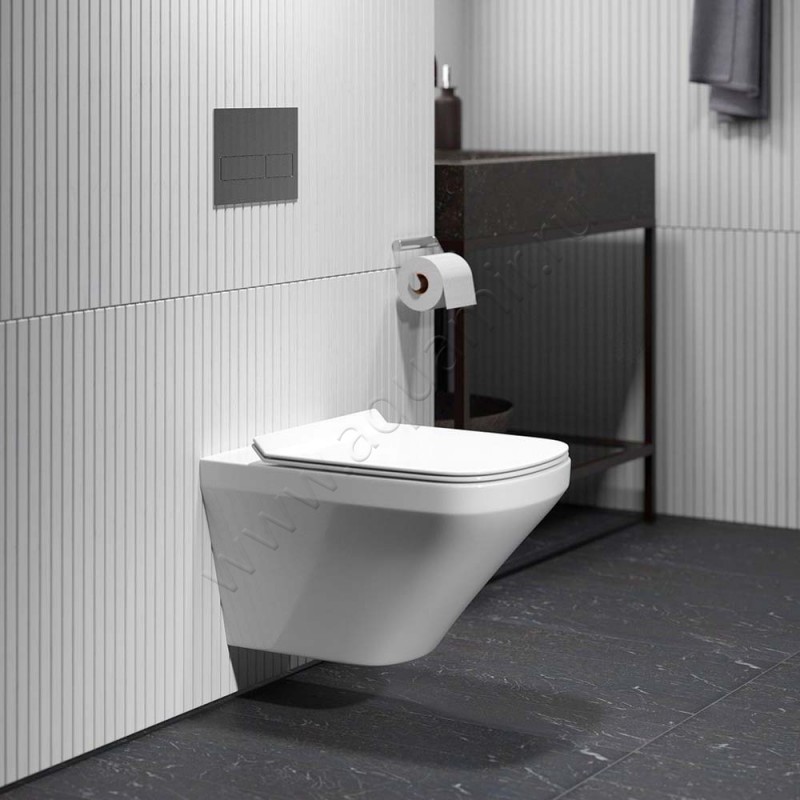 Унитаз подвесной Grossman с крышкой микролифт, 54 см, безободковый, белый GR4440S в интерьере