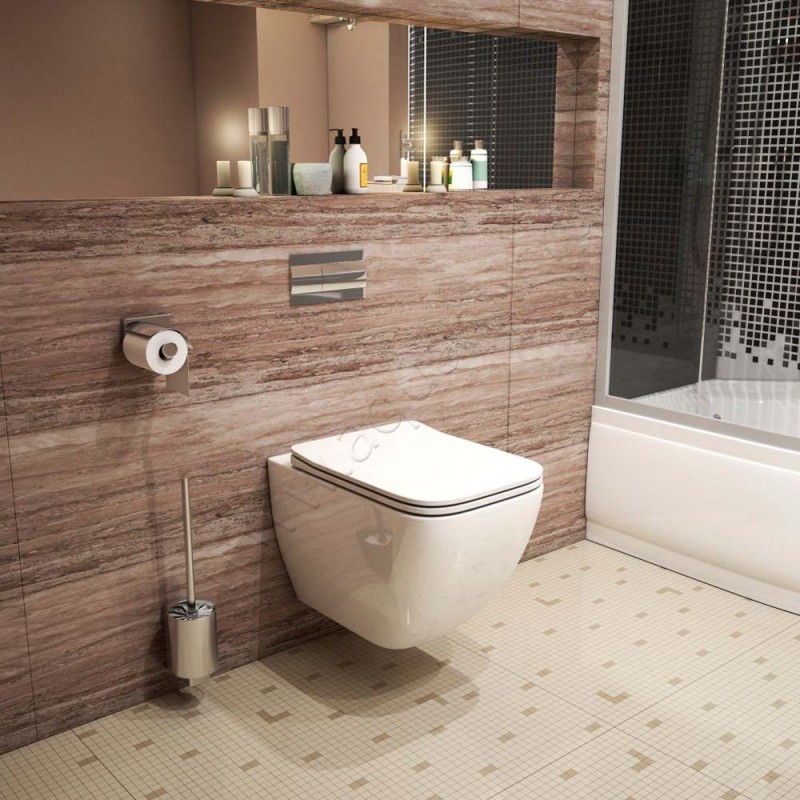 Унитаз подвесной Grossman с крышкой микролифт, 53 см, безободковый GR4447S в интерьере