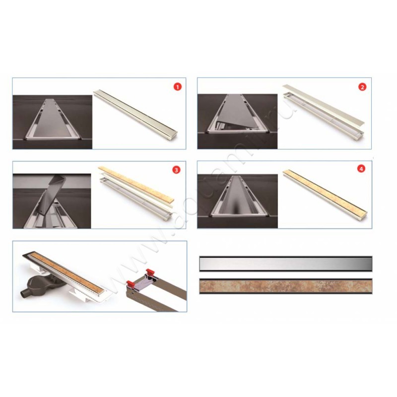 Душевой лоток с решеткой Berges Wasserhaus B1 Keramik 60 см 095017 в интерьере