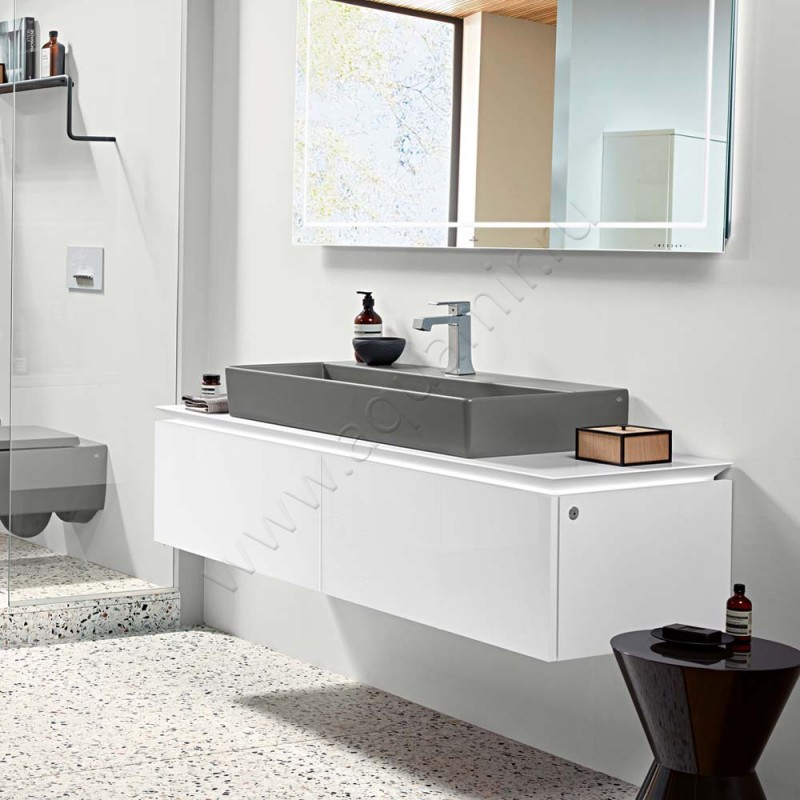 Раковина-чаша накладная Villeroy & Boch Memento 2.0 100 см, фарфор, графит матовый/graphite 4A221Fi4 в интерьере