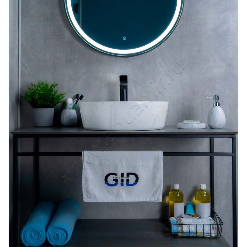 Раковина-чаша накладная с отверстием под смеситель Gid 44 см 53321 в интерьере