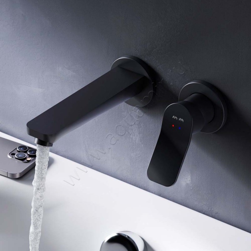 Смеситель для раковины AM.PM X-Joy черный матовый F85A72622 в интерьере