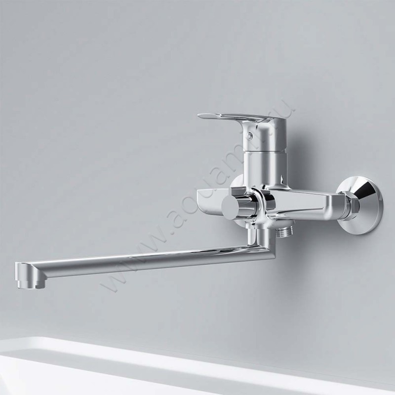 Смеситель для ванны AM.PM Gem с длинным изливом, хром F90A90000 в интерьере