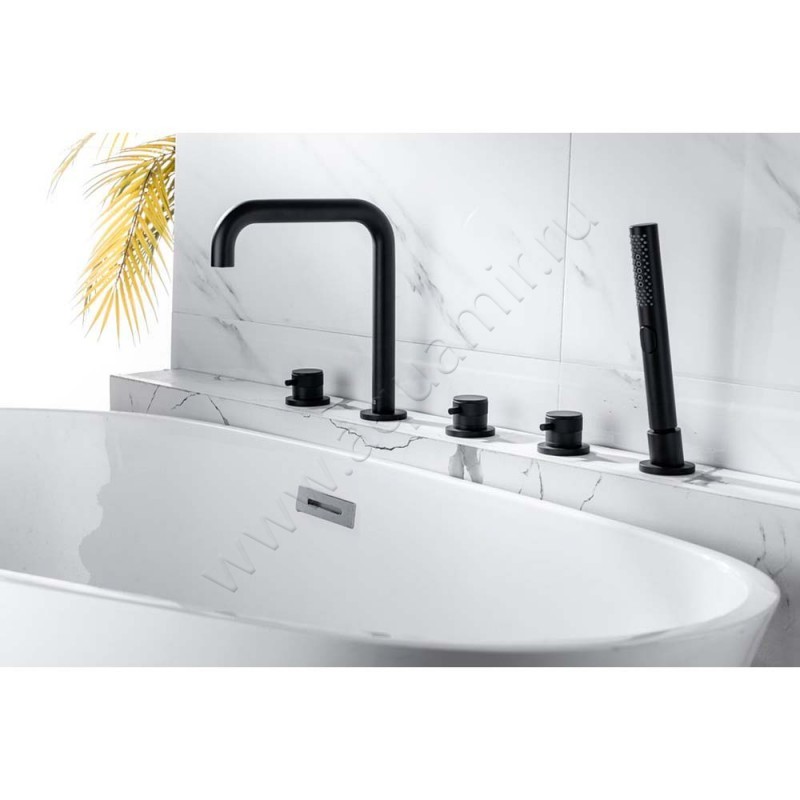 Смеситель на борт ванны Allen Brau Priority с душем, черный матовый 53100731 в интерьере