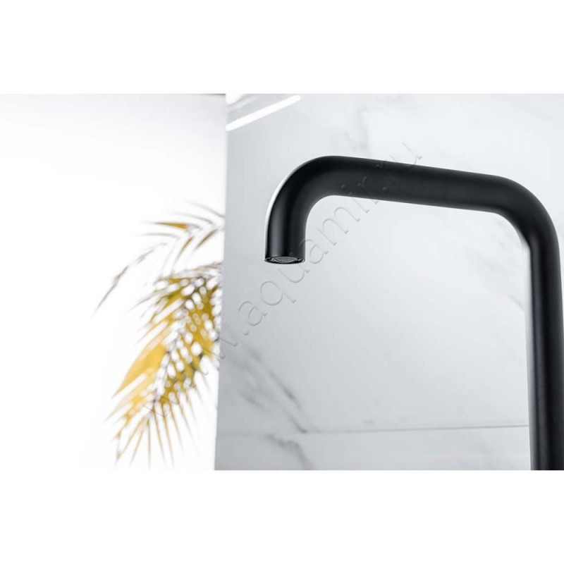 Смеситель на борт ванны Allen Brau Priority с душем, черный матовый 53100731 в интерьере