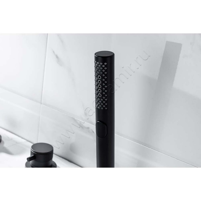 Смеситель на борт ванны Allen Brau Priority с душем, черный матовый 53100731 в интерьере