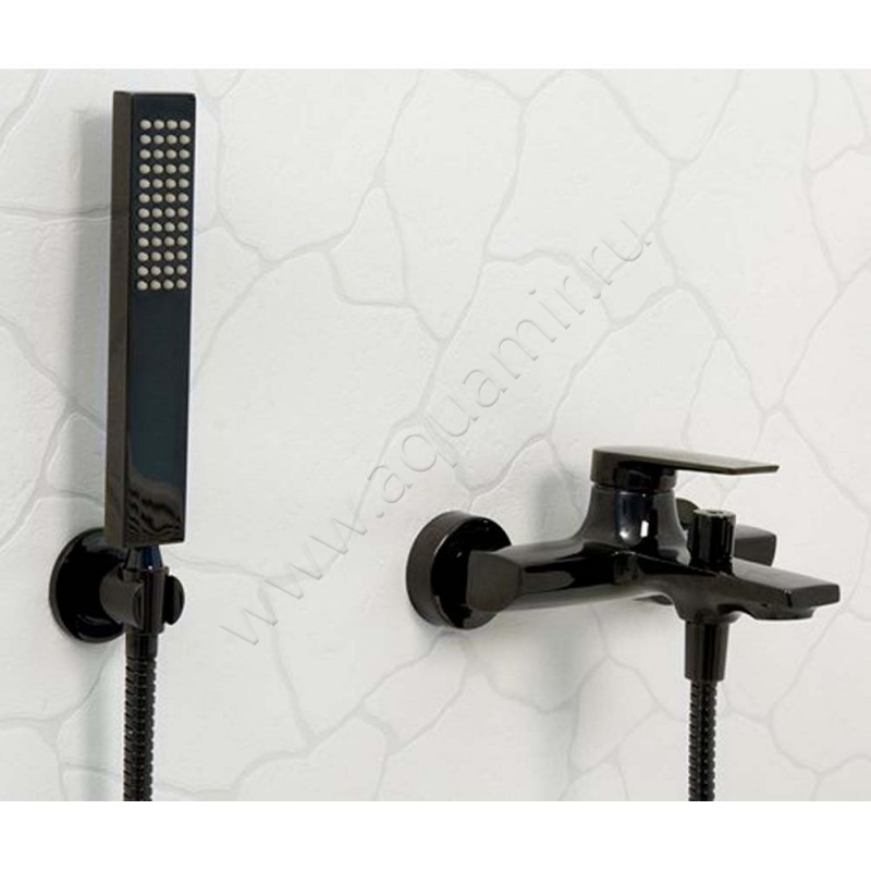 Смеситель для ванны Wasserkraft Glan с душем, черный 6601 в интерьере