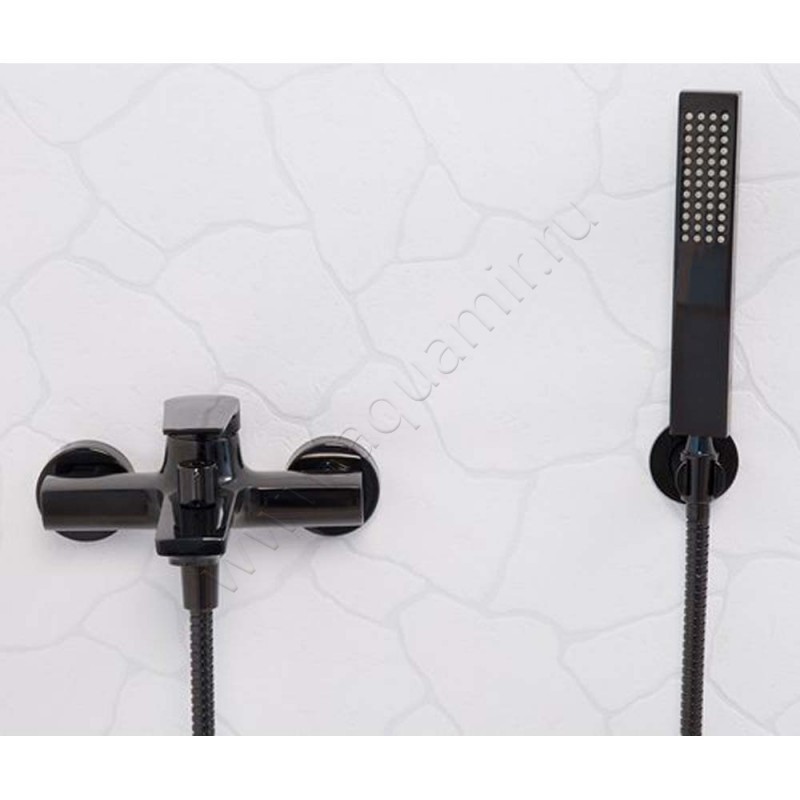 Смеситель для ванны Wasserkraft Glan с душем, черный 6601 в интерьере