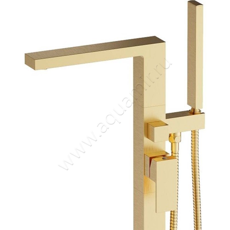 Напольный смеситель для ванны Timo Selene с душем, золото матовое 221017YCR в интерьере