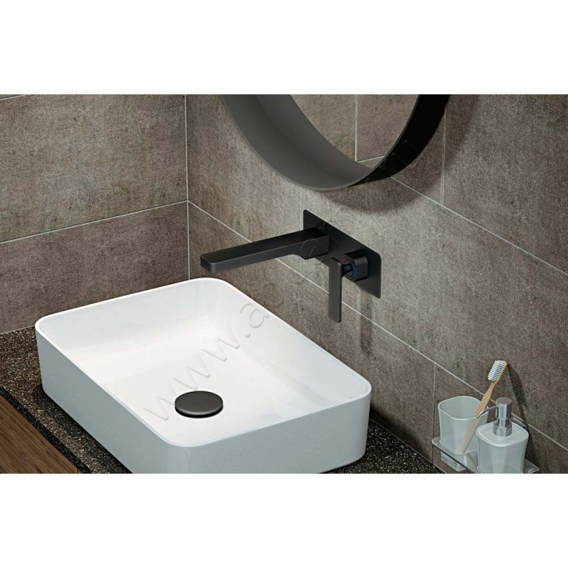 Смеситель для раковины Timo Torne черный матовый 437103SM в интерьере