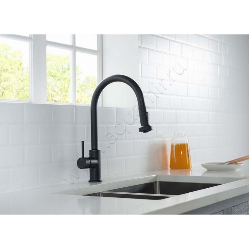 Смеситель для кухни Timo Saona черный матовый 231603FL в интерьере