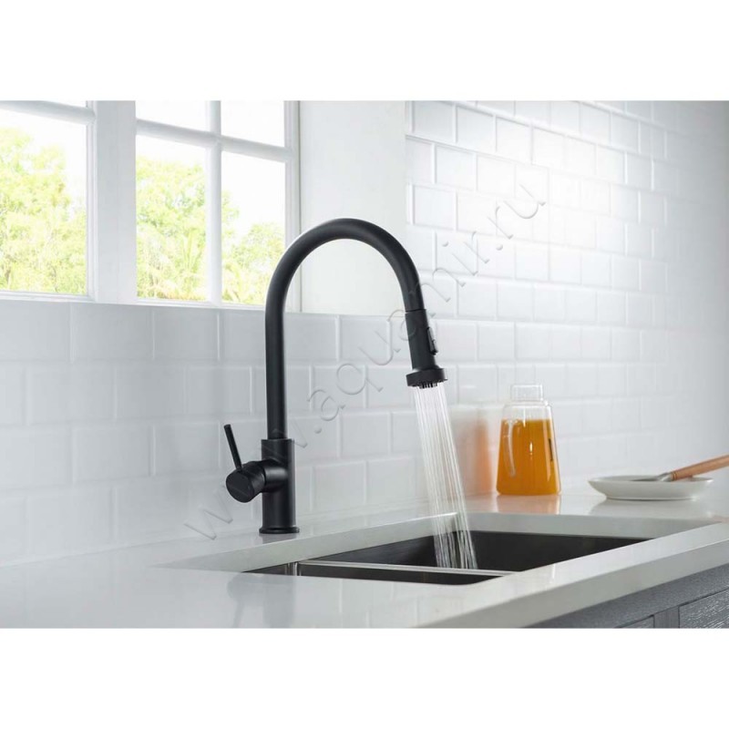 Смеситель для кухни Timo Saona черный матовый 231603FL в интерьере