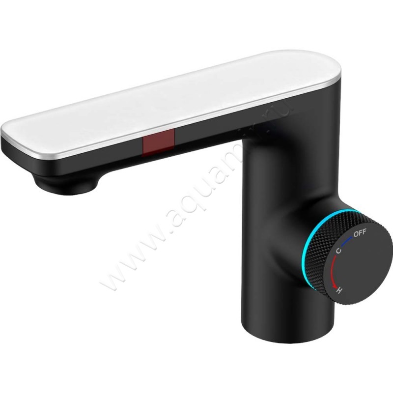 Смеситель для раковины Berges Wasserhaus Morans сенсорный/термостатический, черный матовый 076002 в интерьере