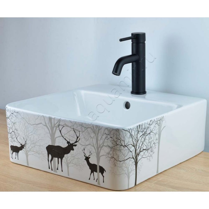 Смеситель для раковины Bronze de Luxe Scandi черный матовый 1451B в интерьере