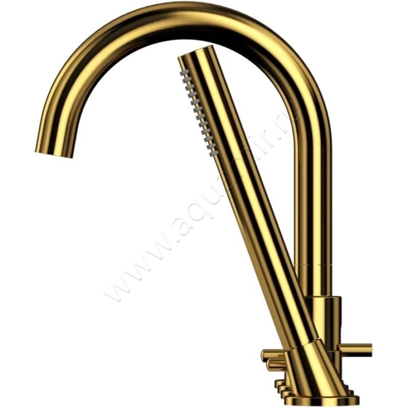 Смеситель на борт ванны Omnires Y с душем, золото Y1232GL в интерьере