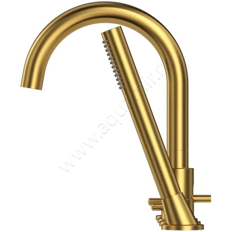 Смеситель на борт ванны Omnires Y с душем, золото матовое Y1232GLB в интерьере