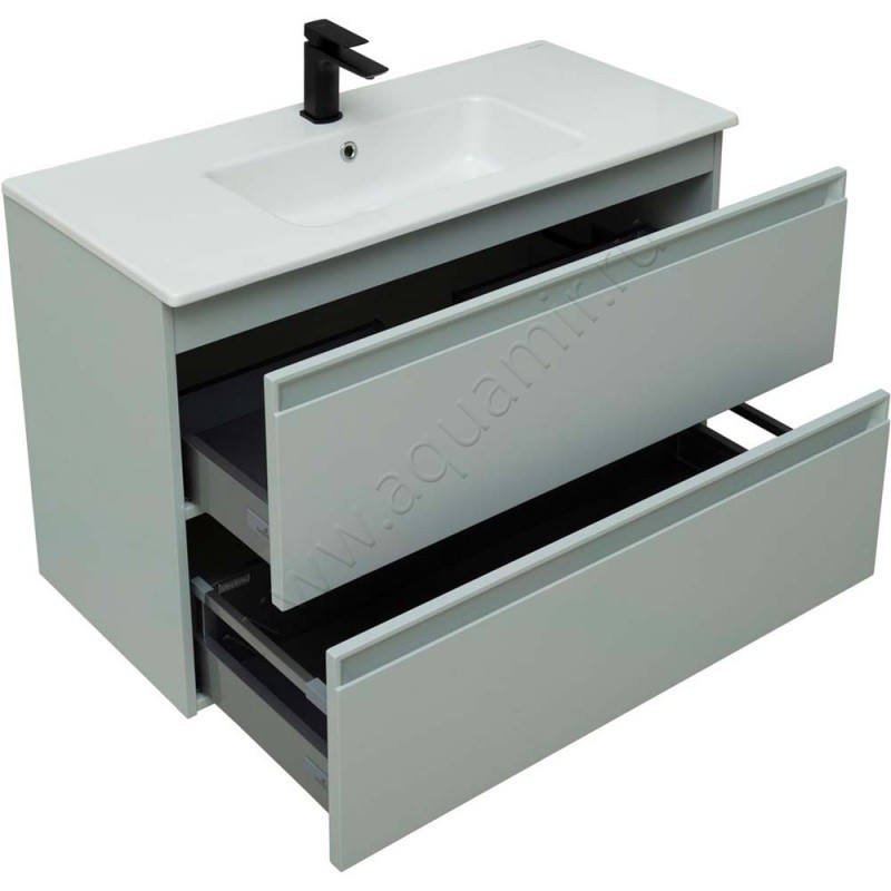 Тумба под раковину Allen Brau Eclipse 100 см, зеленый матовый/папирус 1E1003PWM в интерьере