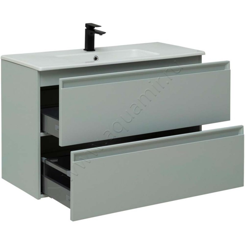 Тумба под раковину Allen Brau Eclipse 100 см, зеленый матовый/папирус 1E1003PWM в интерьере