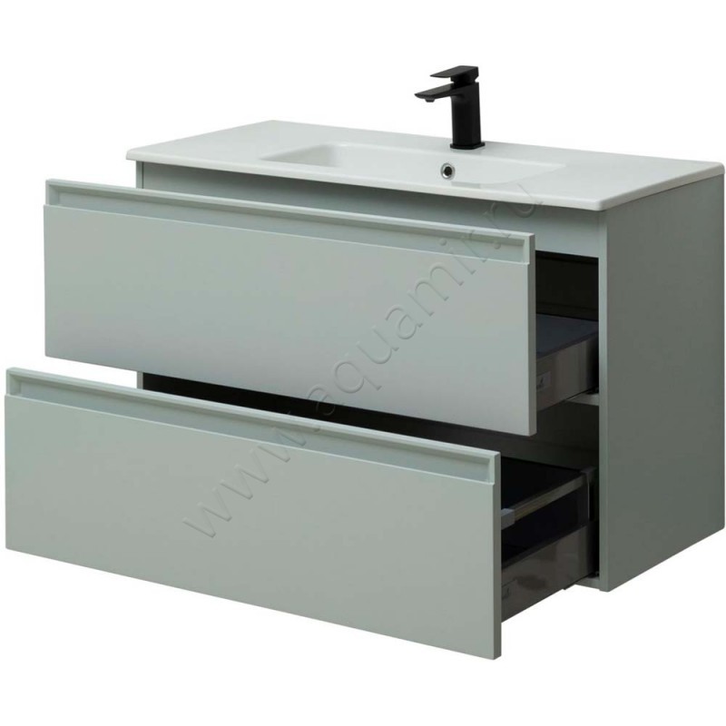 Тумба под раковину Allen Brau Eclipse 100 см, зеленый матовый/папирус 1E1003PWM в интерьере