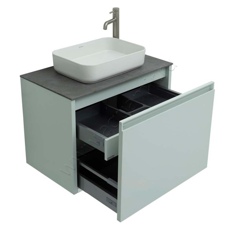 Тумба под раковину Allen Brau Fantasy 80 см, зеленый матовый/папирус 111002PWM в интерьере