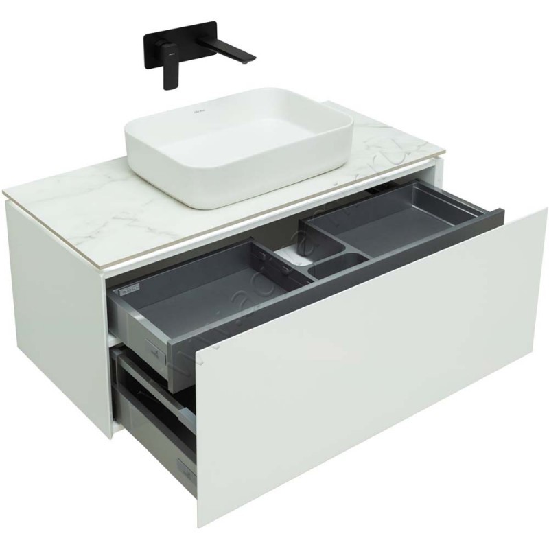 Тумба под раковину Allen Brau Infinity 99,2 см, белый матовый 121004WM в интерьере