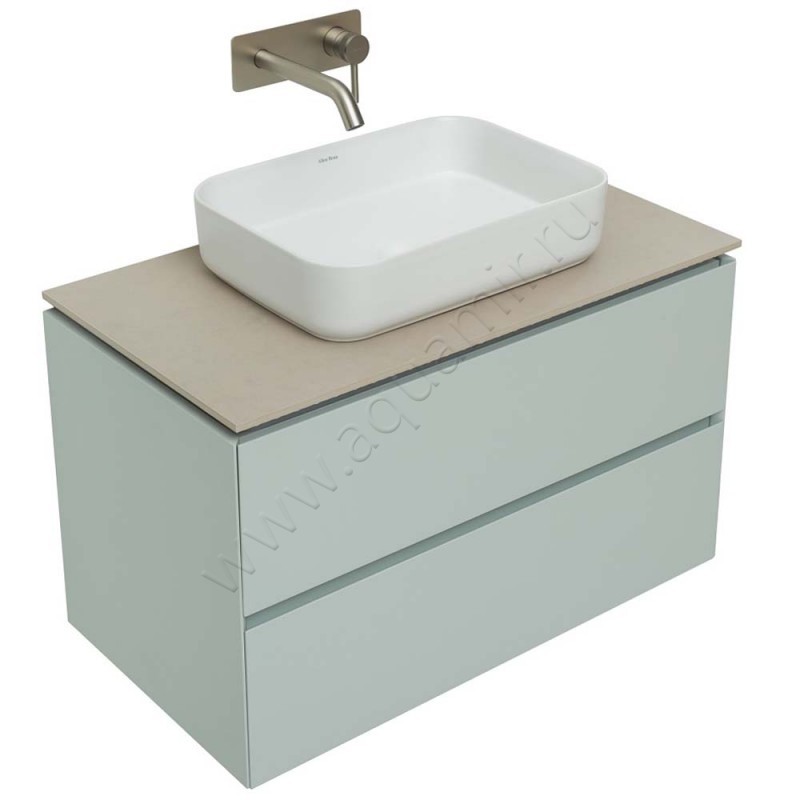 Тумба под раковину Allen Brau Infinity 84,2 см, зеленый матовый/папирус 121001PWM в интерьере