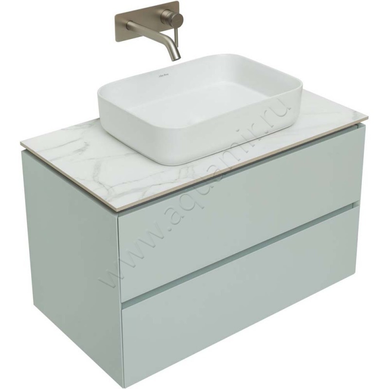 Тумба под раковину Allen Brau Infinity 84,2 см, зеленый матовый/папирус 121001PWM в интерьере