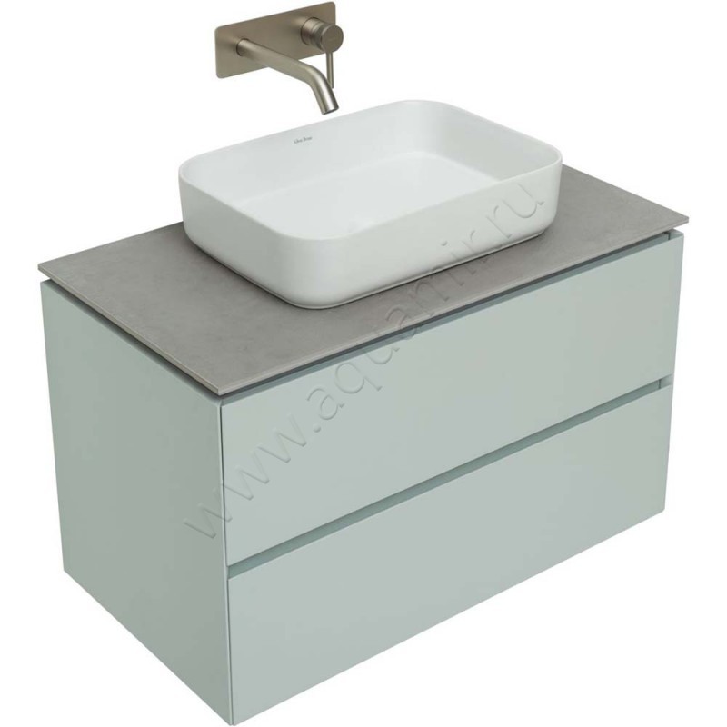 Тумба под раковину Allen Brau Infinity 84,2 см, зеленый матовый/папирус 121001PWM в интерьере
