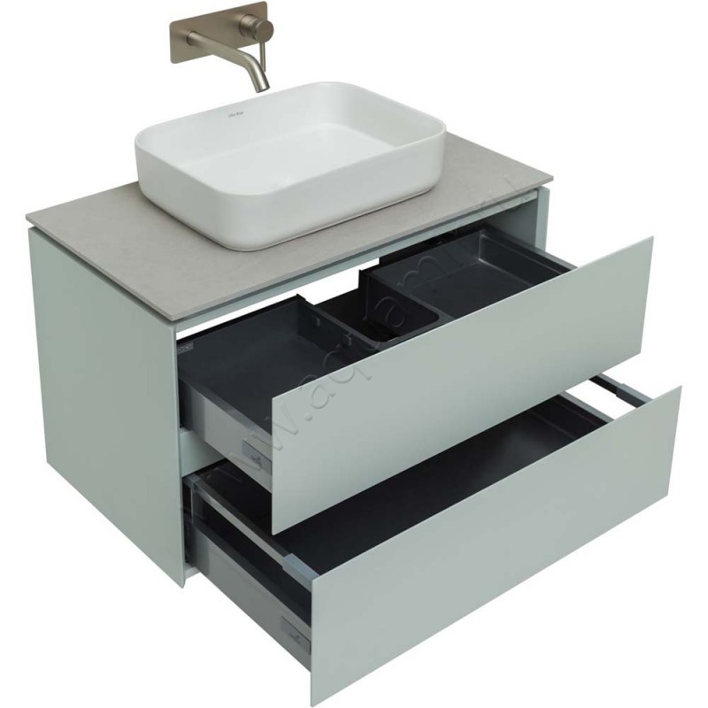 Тумба под раковину Allen Brau Infinity 84,2 см, зеленый матовый/папирус 121001PWM в интерьере