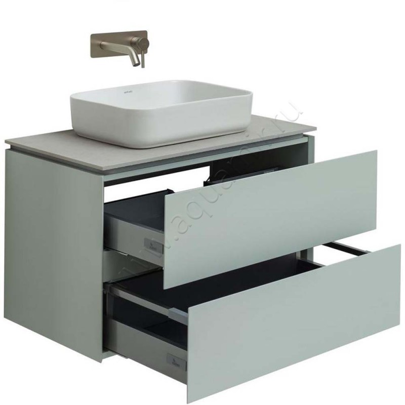 Тумба под раковину Allen Brau Infinity 84,2 см, зеленый матовый/папирус 121001PWM в интерьере