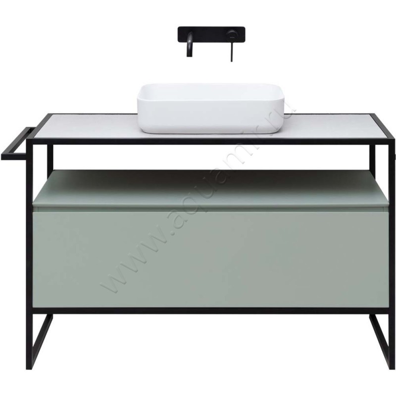 Тумба под раковину Allen Brau Priority 120 см, зеленый матовый/папирус 131004PWM в интерьере