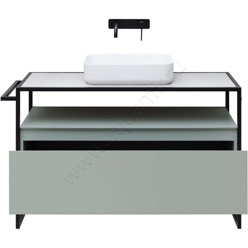 Тумба под раковину Allen Brau Priority 120 см, зеленый матовый/папирус 131004PWM в интерьере