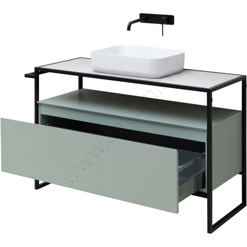 Тумба под раковину Allen Brau Priority 120 см, зеленый матовый/папирус 131004PWM в интерьере