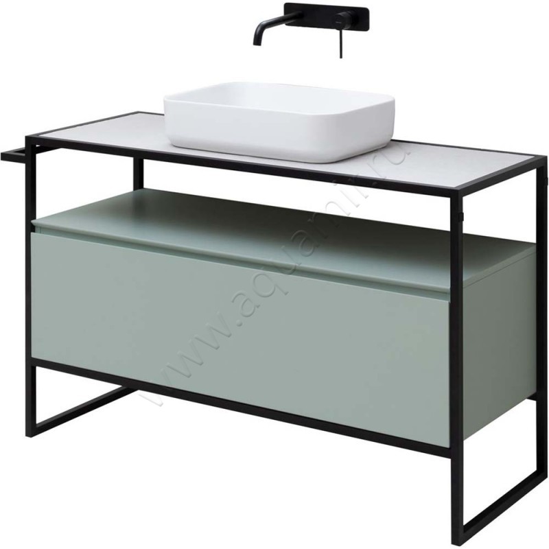 Тумба под раковину Allen Brau Priority 120 см, зеленый матовый/папирус 131004PWM в интерьере