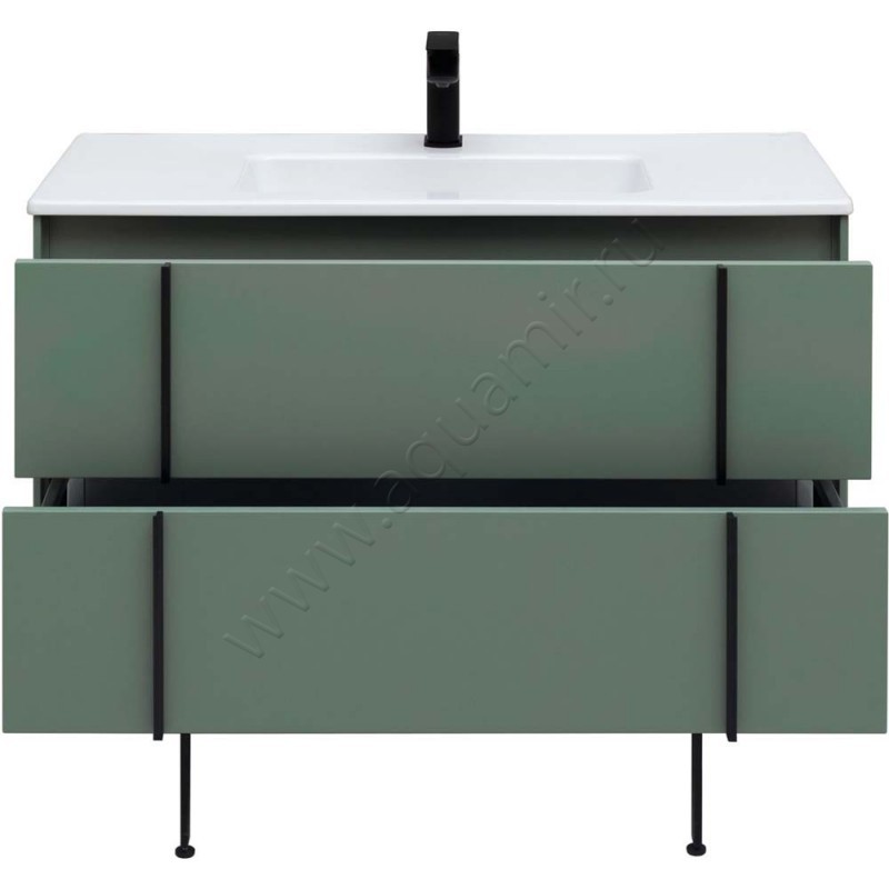 Тумба под раковину Allen Brau Reality 100 см, серый матовый/олива 132007CGM в интерьере