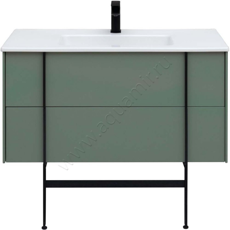 Тумба под раковину Allen Brau Reality 100 см, серый матовый/олива 132007CGM в интерьере