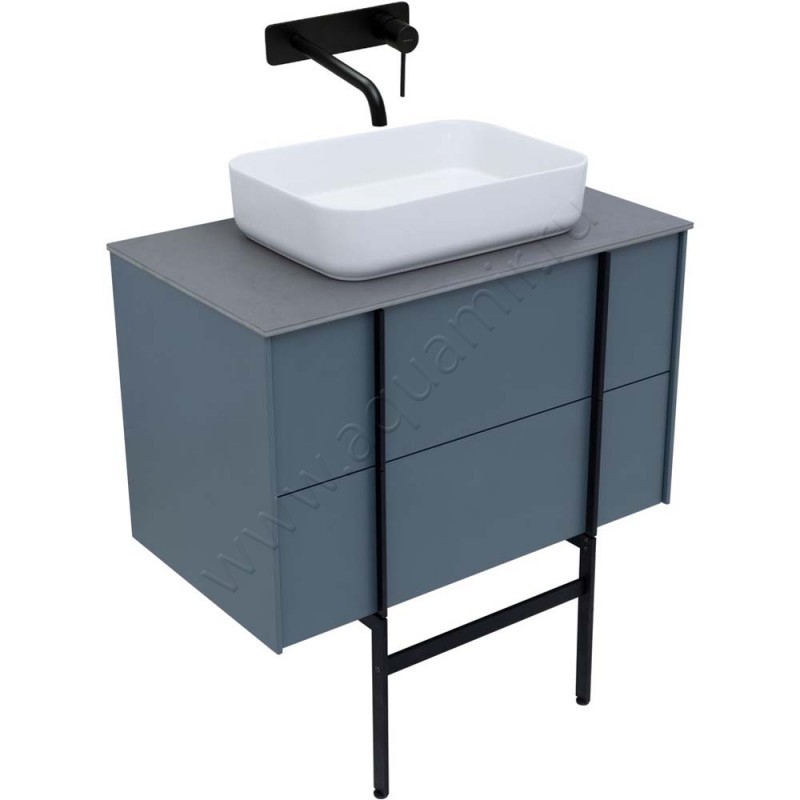 Тумба под раковину Allen Brau Reality 80 см, синий матовый 132005BGM в интерьере