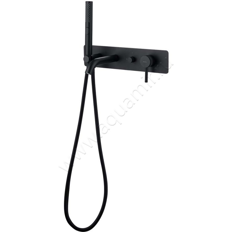 Смеситель для ванны Allen Brau Priority с душем, черный матовый 53100631 в интерьере